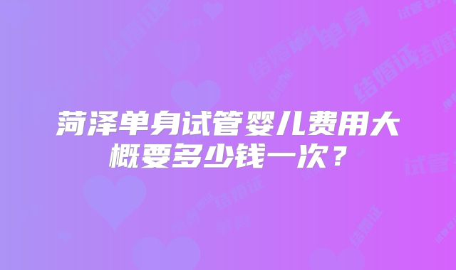 菏泽单身试管婴儿费用大概要多少钱一次?