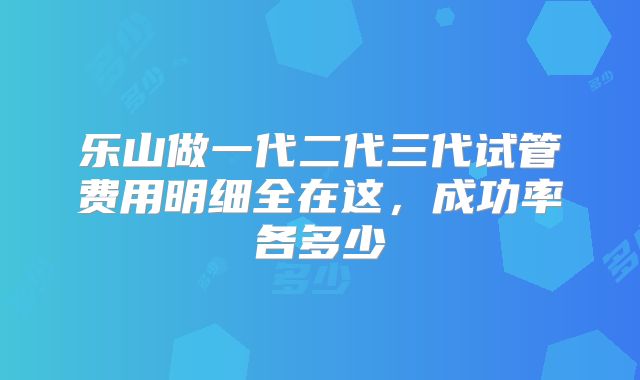 乐山做一代二代三代试管费用明细全在这,成功率各多少