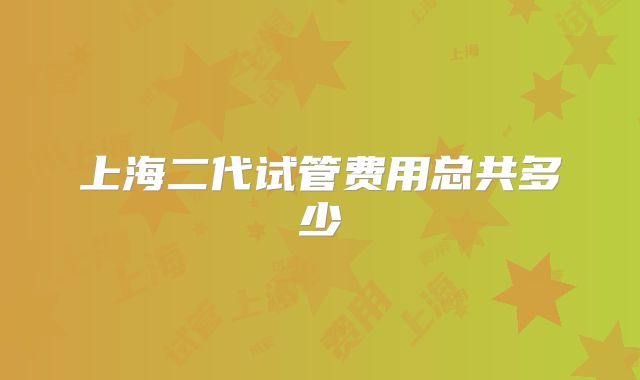 上海二代试管费用总共多少