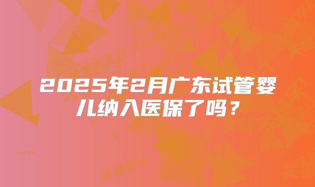 2025年2月广东试管婴儿纳入医保了吗？