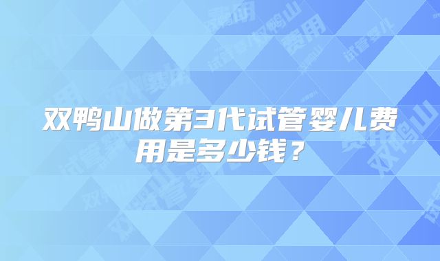 双鸭山做第3代试管婴儿费用是多少钱？