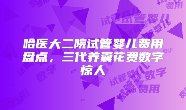 哈医大二院试管婴儿费用盘点，三代养囊花费数字惊人