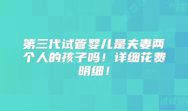 第三代试管婴儿是夫妻两个人的孩子吗!详细花费明细!