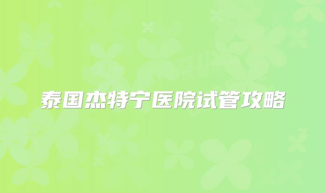 泰国杰特宁医院试管攻略