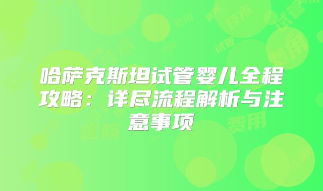 哈萨克斯坦试管婴儿全程攻略:详尽流程解析与注意事项