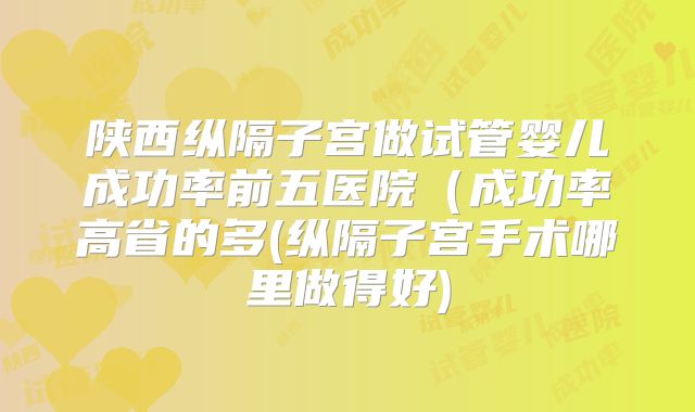 陕西纵隔子宫做试管婴儿成功率前五医院（成功率高省的多(纵隔子宫手术哪里做得好)