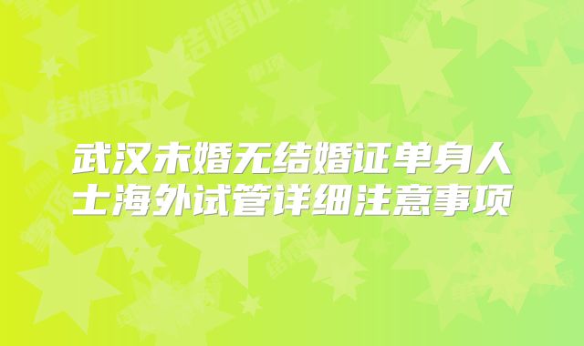 武汉未婚无结婚证单身人士海外试管详细注意事项