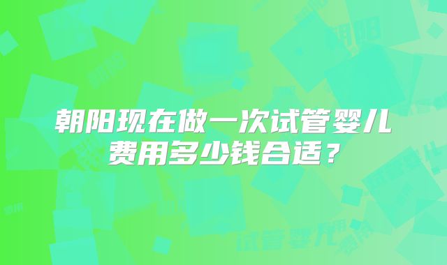朝阳现在做一次试管婴儿费用多少钱合适?