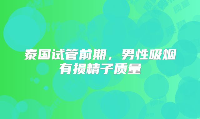 泰国试管前期,男性吸烟有损精子质量