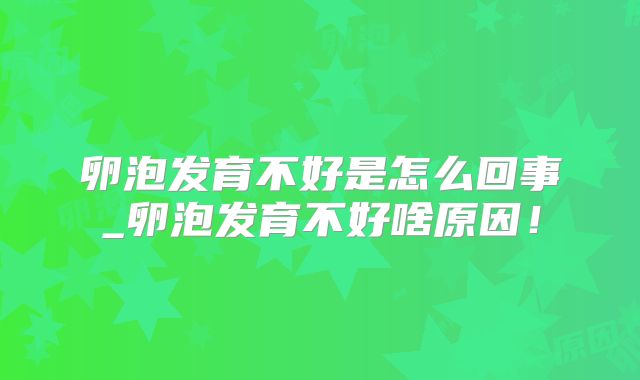 卵泡发育不好是怎么回事_卵泡发育不好啥原因!
