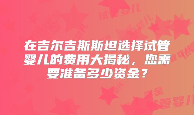 在吉尔吉斯斯坦选择试管婴儿的费用大揭秘,您需要准备多少资金?