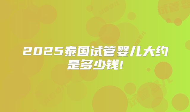 2025泰国试管婴儿大约是多少钱!