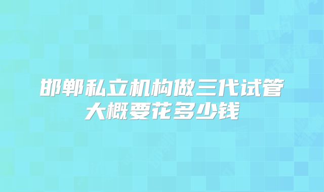 邯郸私立机构做三代试管大概要花多少钱