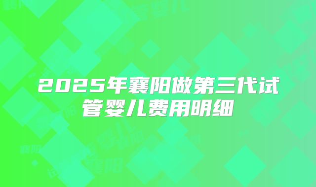 2025年襄阳做第三代试管婴儿费用明细