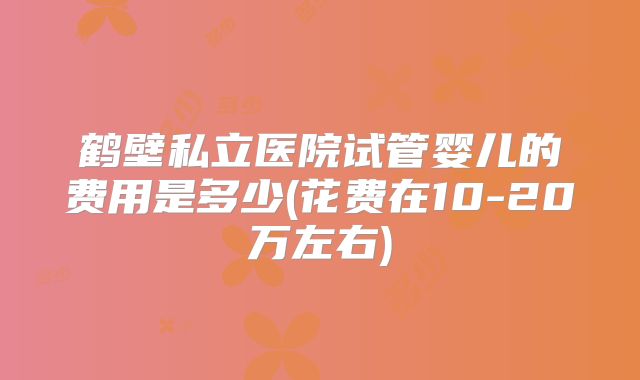 鹤壁私立医院试管婴儿的费用是多少(花费在10-20万左右)