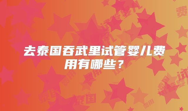 去泰国吞武里试管婴儿费用有哪些？