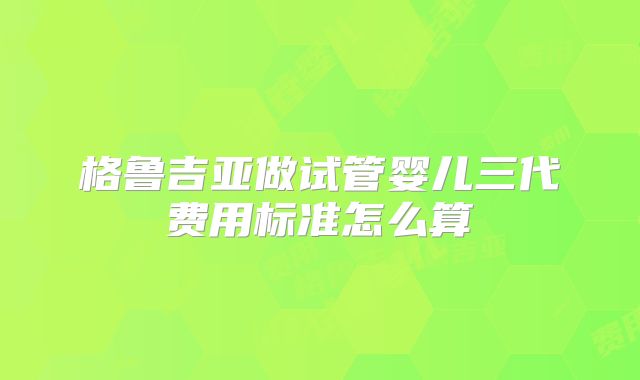 格鲁吉亚做试管婴儿三代费用标准怎么算