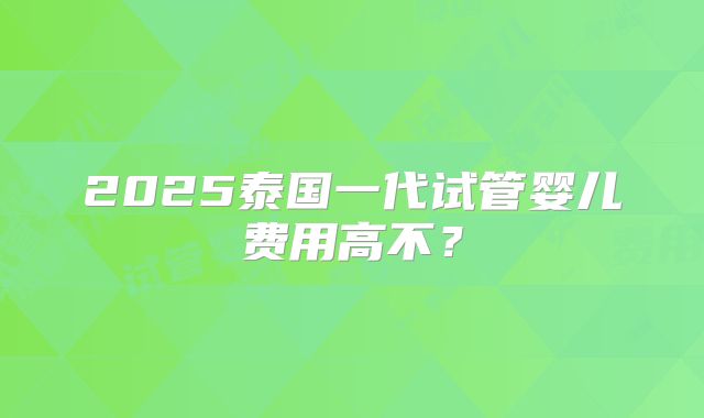 2025泰国一代试管婴儿费用高不?