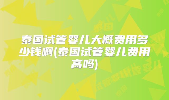 泰国试管婴儿大概费用多少钱啊(泰国试管婴儿费用高吗)