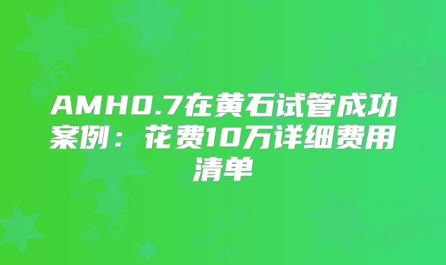 AMH0.7在黄石试管成功案例:花费10万详细费用清单