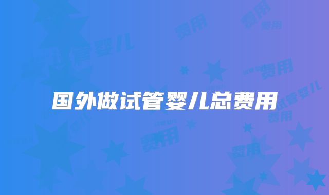 国外做试管婴儿总费用