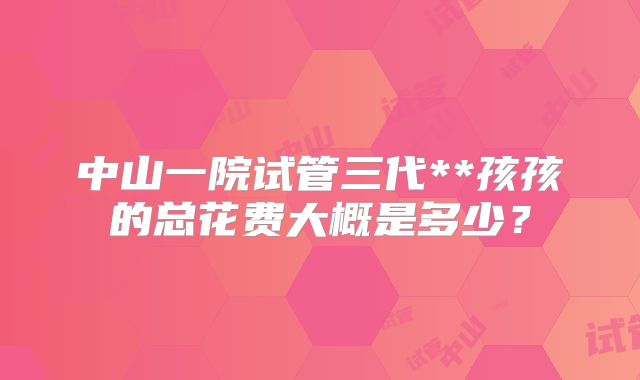 中山一院试管三代**孩孩的总花费大概是多少?