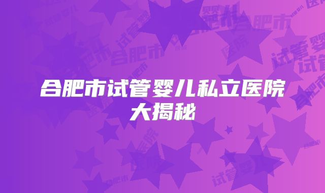 合肥市试管婴儿私立医院大揭秘