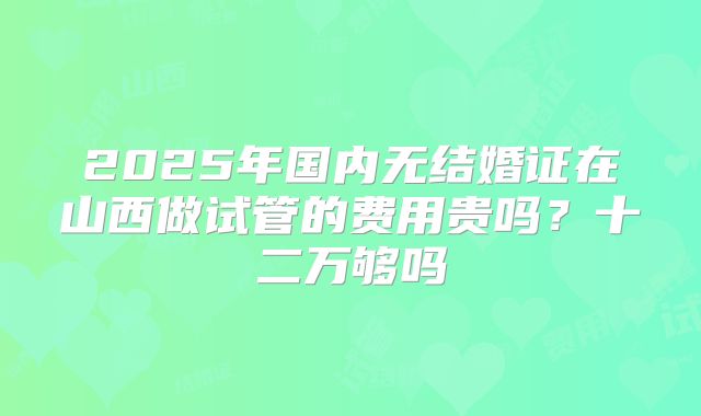 2025年国内无结婚证在山西做试管的费用贵吗？十二万够吗