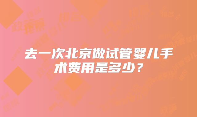 去一次北京做试管婴儿手术费用是多少？