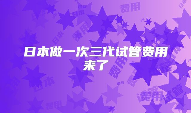 日本做一次三代试管费用来了