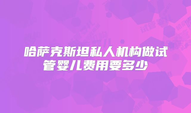 哈萨克斯坦私人机构做试管婴儿费用要多少