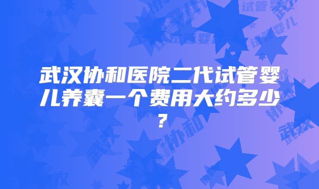 武汉协和医院二代试管婴儿养囊一个费用大约多少？