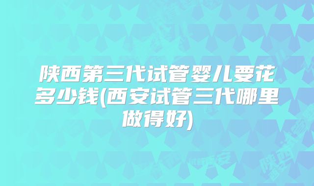陕西第三代试管婴儿要花多少钱(西安试管三代哪里做得好)
