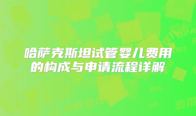 哈萨克斯坦试管婴儿费用的构成与申请流程详解