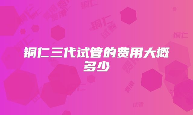 铜仁三代试管的费用大概多少