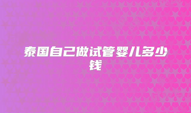 泰国自己做试管婴儿多少钱