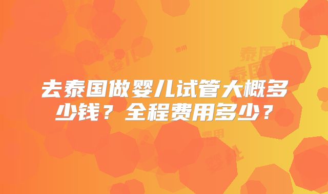 去泰国做婴儿试管大概多少钱？全程费用多少？