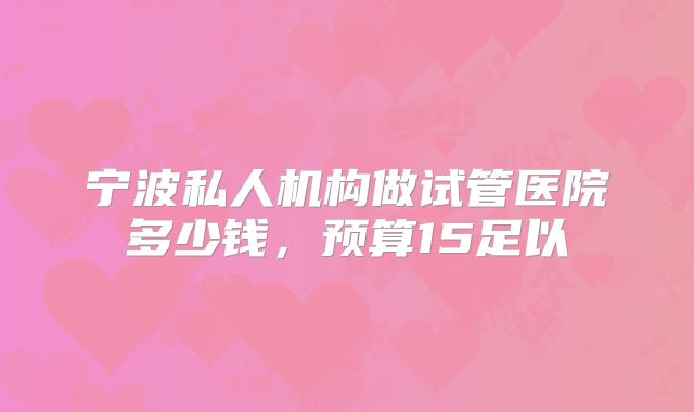 宁波私人机构做试管医院多少钱，预算15足以