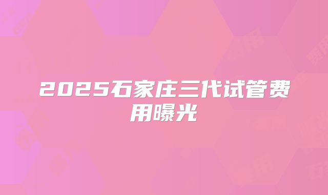 2025石家庄三代试管费用曝光