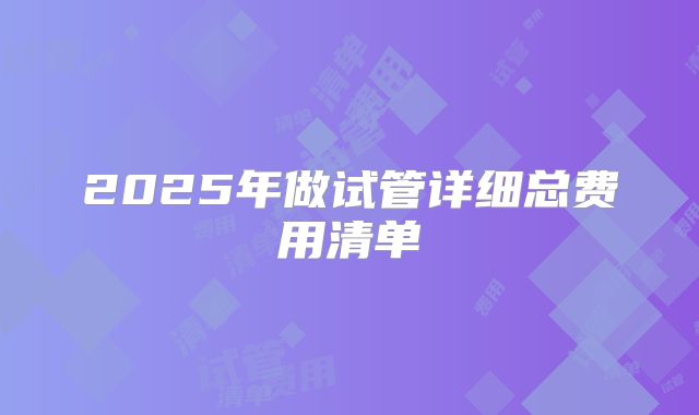 2025年做试管详细总费用清单