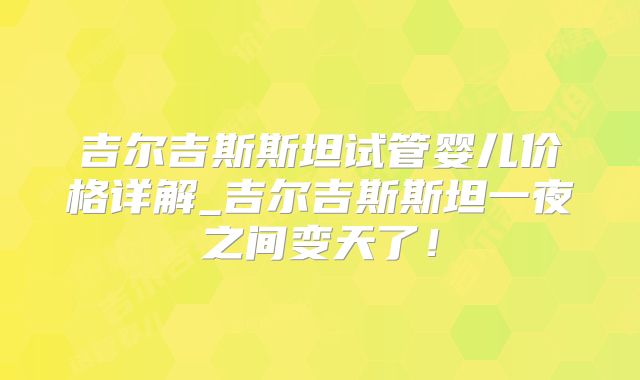 吉尔吉斯斯坦试管婴儿价格详解_吉尔吉斯斯坦一夜之间变天了!