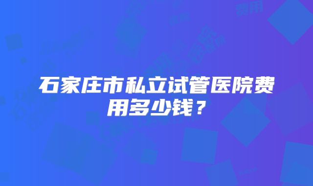 石家庄市私立试管医院费用多少钱？