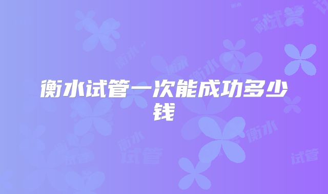 衡水试管一次能成功多少钱