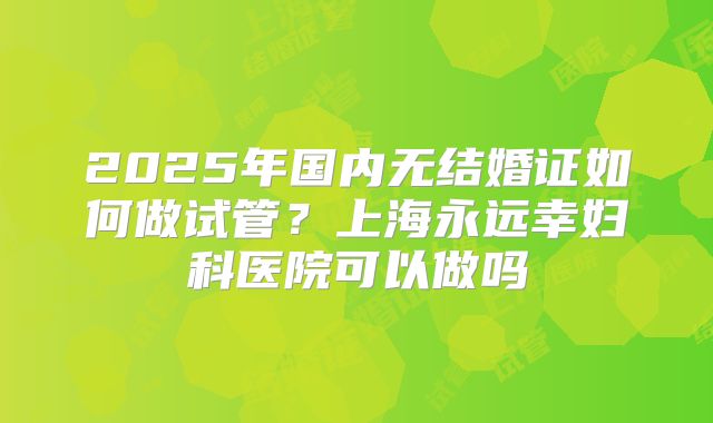 2025年国内无结婚证如何做试管?上海永远幸妇科医院可以做吗