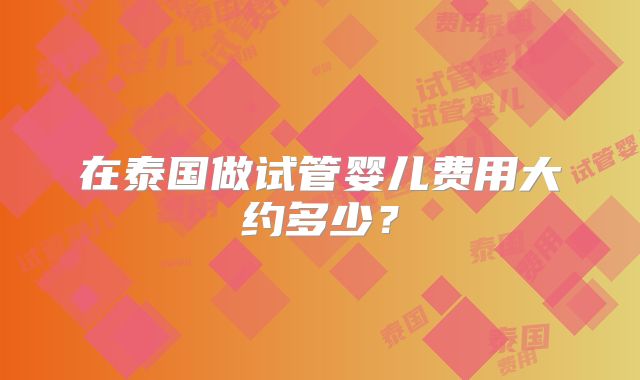 在泰国做试管婴儿费用大约多少?