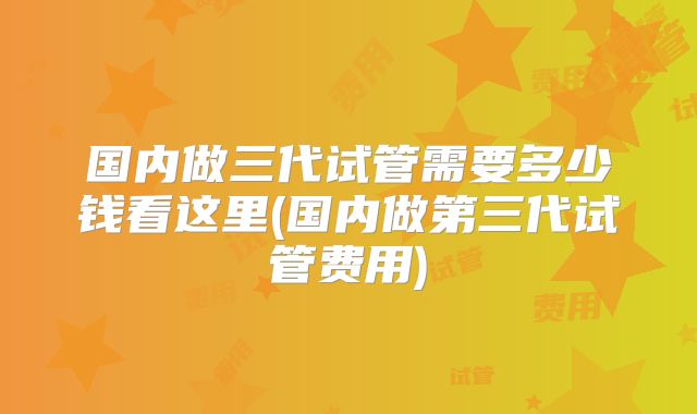 国内做三代试管需要多少钱看这里(国内做第三代试管费用)
