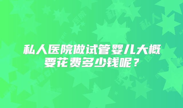 私人医院做试管婴儿大概要花费多少钱呢？