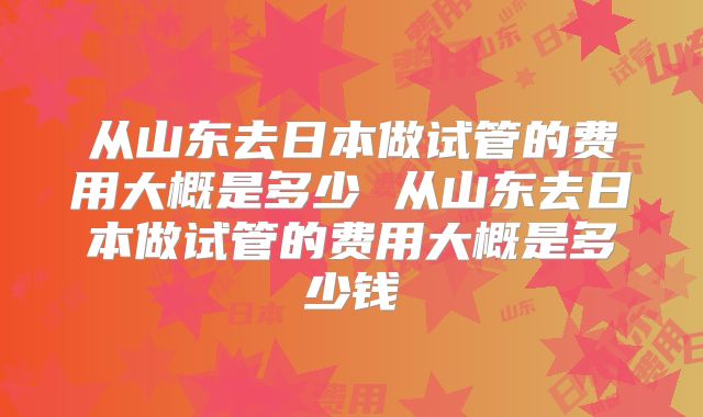 从山东去日本做试管的费用大概是多少 从山东去日本做试管的费用大概是多少钱