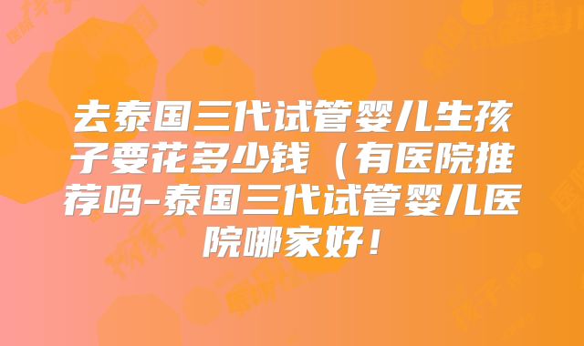 去泰国三代试管婴儿生孩子要花多少钱(有医院推荐吗-泰国三代试管婴儿医院哪家好!