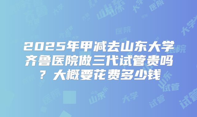 2025年甲减去山东大学齐鲁医院做三代试管贵吗?大概要花费多少钱